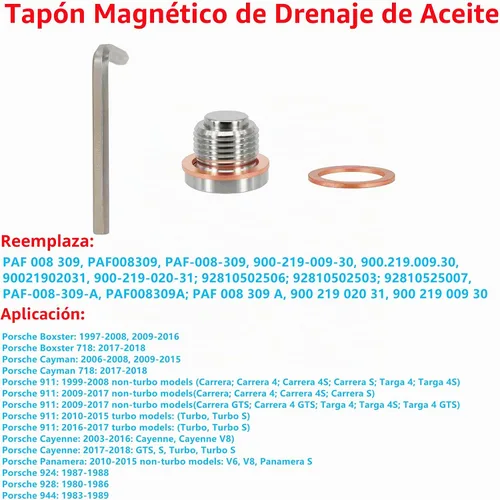 Vista 3 de 1 pieza de acero inoxidable con tapón magnético de drenaje de aceite de cárter para Porsche 911 986 996 997 Boxster Cayman