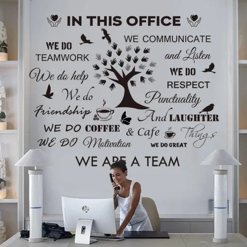 Vista 4 de Calcomanías de Pared con Citas Inspiradoras para Oficina - Adhesivos Motivacionales de Trabajo en Equipo, Letras Positivas y Palabras Espirituales