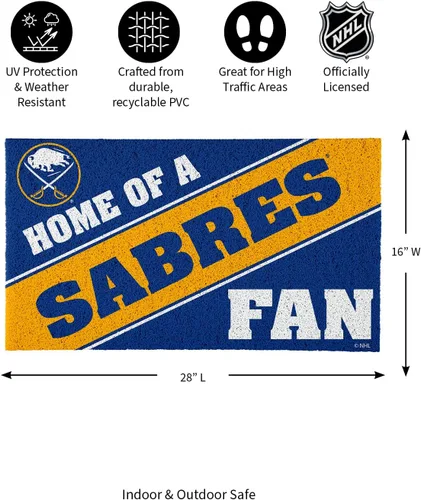 Vista 3 de Team Sports America NHL Buffalo Sabres Entrada interior y exterior 28 x 16 pulgadas Parte trasera antideslizante Tapetes de bienvenida