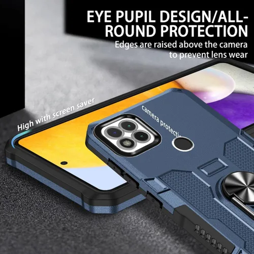 Vista 4 de Compatible con Xiaomi Redmi 9C Funda para teléfono y protector de pantalla de vidrio templado, soporte de anillo, soporte magnético, accesorios