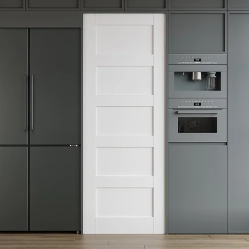 Vista 12 de WINSTELLAR - 1 panel estilo coctelera de 18 x 80 pulgadas, losa blanca imprimada para puerta interior de núcleo sólido, puerta de dormitorio