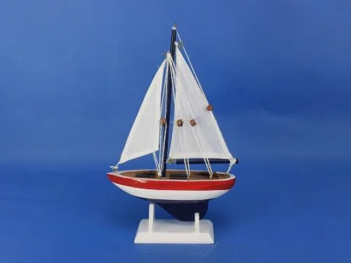 Vista 9 de USA Sailer 9" - Pequeño velero de madera - Modelo de decoración de velero - Nautical Them
