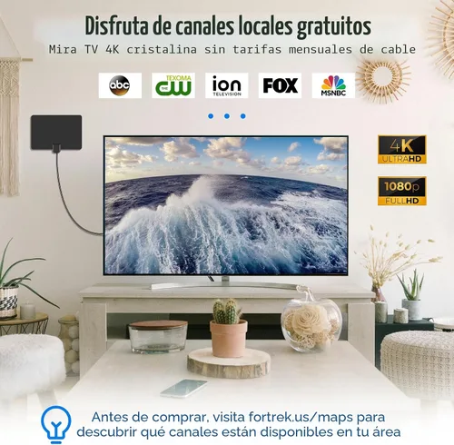 Vista 2 de Antena de TV para interiores, antena de TV digital 2026 para canales locales, antena HDTV para TV sin cable para TV inteligente/antigua Recepción