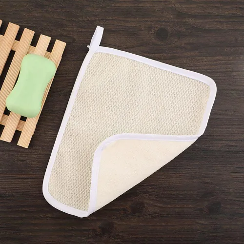 Vista 3 de 3 toallas de ducha exfoliantes de nailon, toalla de lavado corporal, toalla de limpieza para la cara y el cuerpo, toalla de baño de tejido suave