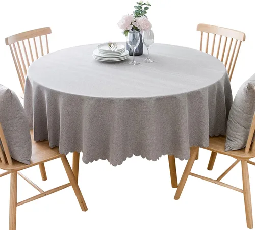 Vista 8 de Jeloris Mantel redondo impermeable a prueba de derrames, resistente a las manchas, sin arrugas, lavable, mantel decorativo de tela para cocina, Beige