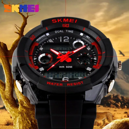 Vista 2 de FANMIS Unisex Sports Watches Military Analog Digital Display Watch Multifunction Dual Time Alarm Stopwatch Backlight 50M Waterproof Outdoor Sports