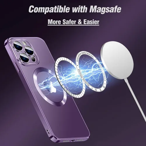Vista 7 de aowner Funda magnética transparente para iPhone 11 Pro Max con protector de lente de cámara, compatible con MagSafe, no se amarillea, ajuste