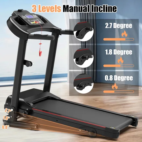 Vista 2 de Benef Caminadora plegable para el hogar, compacta y portátil con inclinación, pantalla LCD, 3 programas preestablecidos, motor silencioso, ideal