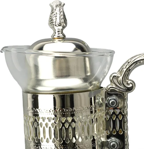Vista 6 de Juego de tazas de café de vidrio vintage con tapa y taza, jarra de agua calentable para uso doméstico y oficina, 14 x 6.5 x 5.7 pulgadas, servicio