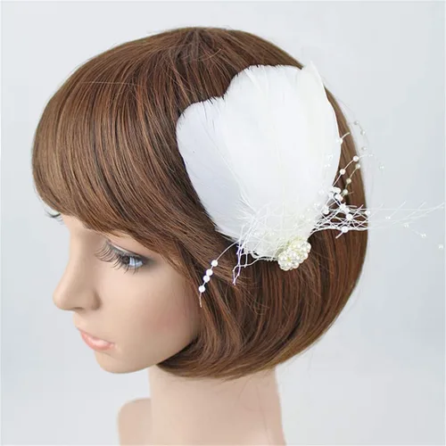 Vista 3 de Fascinator - Pinzas para el pelo con plumas de pavo real, diadema art déco, accesorios de los años 20 para mujer