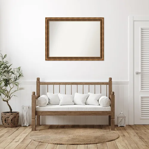 Vista 779 de Amanti Art Espejo de pared personalizado no biselado (25 x 25 pulgadas), marco de bronce acentuado, varios tamaños personalizados, espejo de baño