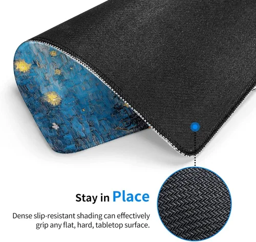 Vista 4 de Alfombrilla de mouse rectangular lavable, alfombrilla antideslizante con borde cosido de primera calidad, 7.9 x 9.5 pulgadas para juegos, oficina