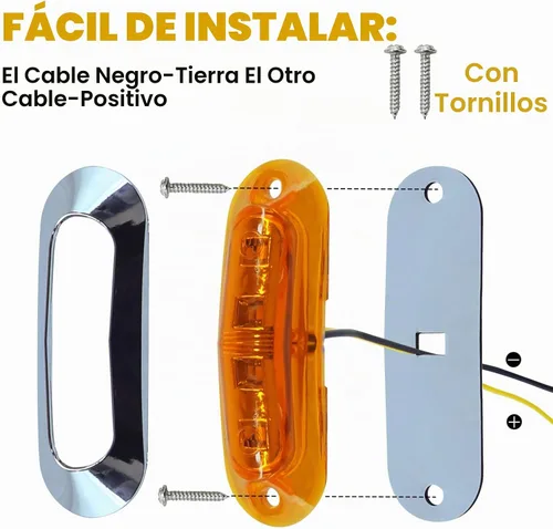 Vista 3 de ALFU 40 PCS Luces LED Ámbar DC 12-24V para Remolque, Luces Marcadoras Laterales Delanteras Traseras de Posición con Bisel Cromado para Remolque