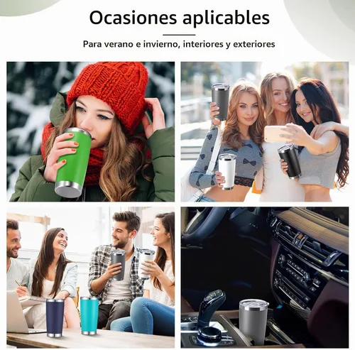 Vista 6 de Sieral Paquete de 36 vasos de acero inoxidable a granel con tapas, 20 onzas Varios
