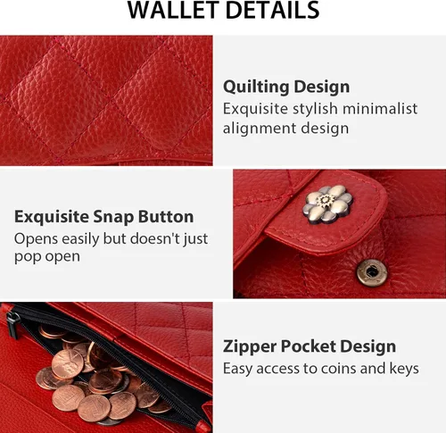 Vista 4 de XINNSTAR Cartera para mujer con bloqueo RFID de gran capacidad, cartera larga para mujer con bolsillo de muñeca, con ventana para tarjeta
