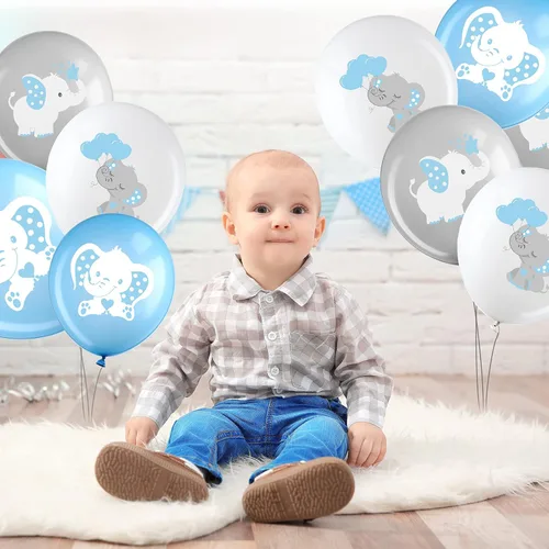 Vista 4 de Aoriher 45 globos de elefante de 12 pulgadas, globo de elefante para baby shower, para bebés, niños y niñas, revelación de género, suministros