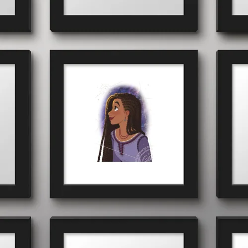 Vista 2 de Trends International Gallery Pops Disney Wish - Póster de pared con retrato de objetos celestiales Asha, 12.00 x 12.00 pulgadas, versión de marco