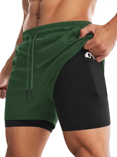 Vista 46 de Aolesy Pantalones cortos de gimnasio para hombre con forro de 5, 7, 9 pulgadas, ligeros, pantalones cortos de malla para entrenamiento, atléticos