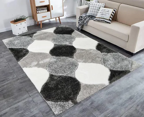 Vista 10 de Alfombra de área 4D color marrón de 5 x 7 pulgadas, felpa gruesa y suave y moderna, resistente a las manchas, fácil de limpiar y hecha a máquina