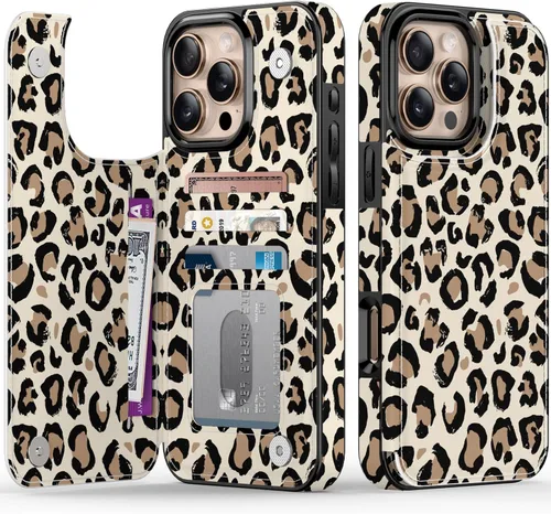 Vista 287 de LETO para iPhone 15 Pro Funda tipo cartera - Tapa tipo folio con patada - Diseños de moda - Tarjetero - Funda protectora para mujeres y niñas - 6.1