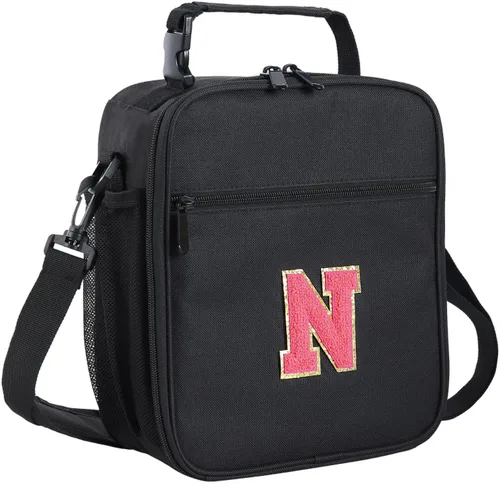 Vista 63 de ELEFOCUS Lonchera aislada con inicial para mujeres y hombres, bolsa de almuerzo personalizada con monograma con correa de hombro ajustable