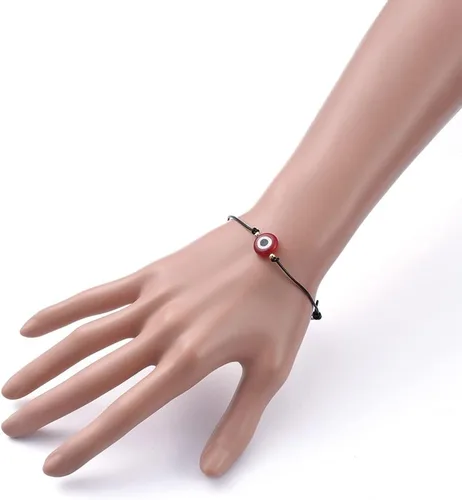 Vista 3 de LZD Pulsera de cordón ajustable de piel de vaca hecha a mano Evil Eye Gold Z142