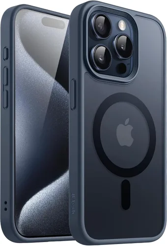 Vista 21 de JETech - Carcasa magnética mate para iPhone 15, color negro Compatible con MagSafe, parte trasera mate translúcida, protección delgada a prueba