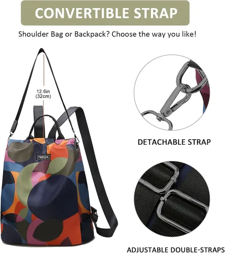 Vista 7 de Mochila para mujer, antirrobo, bolsa de viaje convertible, mochila de moda, casual, impermeable, para senderismo, M