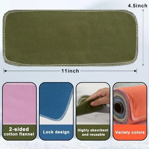 Vista 7 de Papel higiénico reutilizable – Toallas de bidé reutilizables de algodón, rollo de toallas absorbentes lavables y sin papel, 64 toallitas lavables