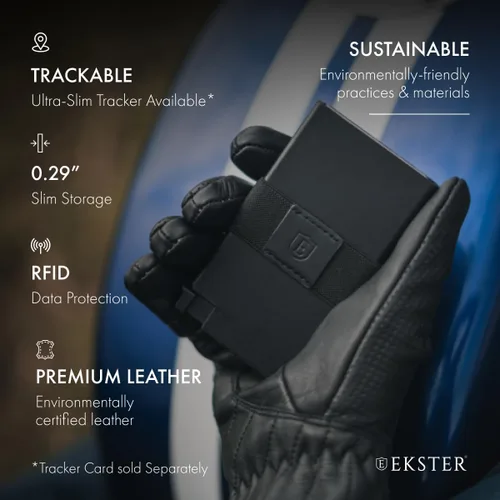 Vista 5 de Ekster Senate - Cartera de cuero para tarjetas - Bloqueo RFID - Acceso rápido a la tarjeta, negro (Nappa Black), Moderno