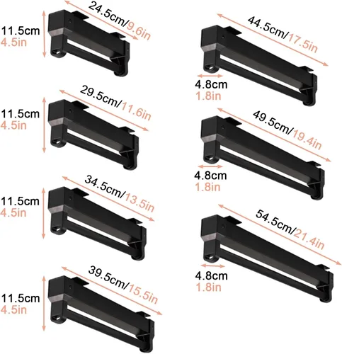 Vista 5 de Barra de valet extraíble para armario, barra retráctil de 55.1 lbs, organizador deslizante de aleación de aluminio, percha extensible de pista Negro