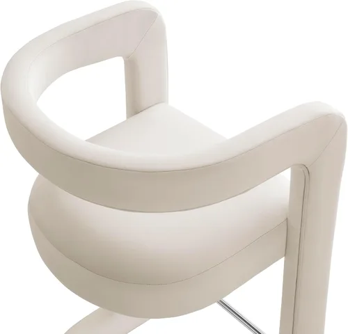 Vista 9 de Modway Winslow Performance - Taburete de terciopelo con reposapiés de acero inoxidable en alabastro