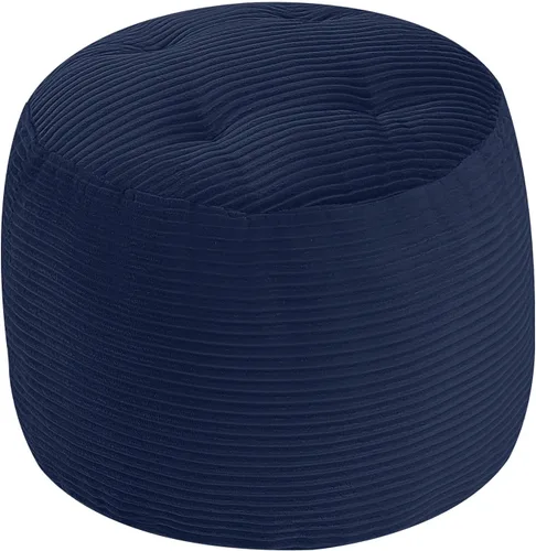 Vista 14 de MeMoreCool Puf otomano redondo, reposapiés de pana beige con relleno de espuma, taburete compacto para sofá, decoración de sala de estar