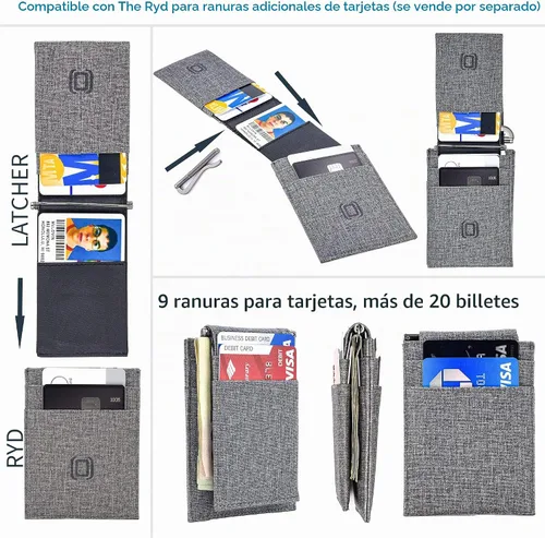Vista 5 de Dockem The Latcher - Cartera minimalista y estuche para tarjetas (cuero de lona sintética)