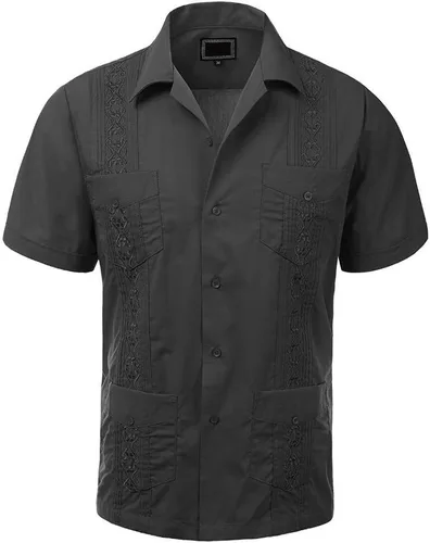 Vista 19 de vkwear Guayabera - Camisa de vestir casual con botones y manga corta para hombre