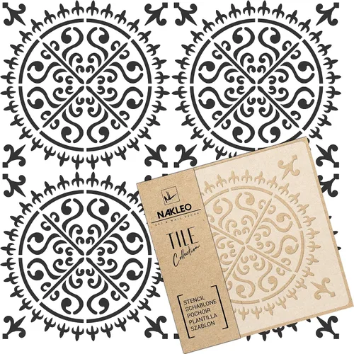 Vista 19 de NAKLEO Aldeia - Plantilla de plástico reutilizable para azulejos, 3.9 x 3.9 pulgadas, triángulo de estrella repetitivo, geométrico marroquí, bloque