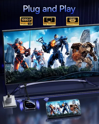 Vista 9 de Adaptador Dongle de pantalla HDMI inalámbrico actualizado 2027, transmisor de transmisión de medios de video/audio/archivo, extensor inalámbrico