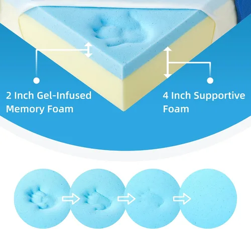 Vista 10 de Jamdok Cubrecolchón triple Queen de 6 pulgadas, espuma viscoelástica de gel
