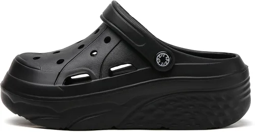 Vista 3 de SECHRITE Zuecos de plataforma para mujer, zapatos de jardín, impermeables, para playa, piscina, sandalias de verano, pantuflas para el hogar, serie