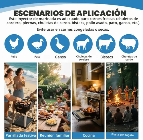 Vista 8 de MXBAOHENG Bomba eléctrica inyectora de carne con manguera, jeringa inyectora de marinada de presión ajustable de 60 W con 20 agujas para fumar