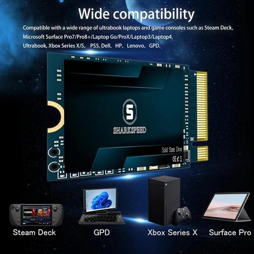 Vista 3 de SSD 256GB M.2 2230 NVMe PCIe Gen 3.0X4 unidad interna de estado sólido, compatible con Steam Deck, ROG Ally, Surface Pro, Ultrabook, laptop, PC