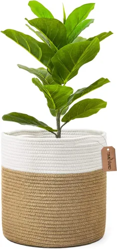 Vista 11 de TIMEYARD – Cesta para plantas de cuerda de yute resistente, tejida con diseño moderno para maceteros de interior de hasta 7.5 pulgadas, cesta