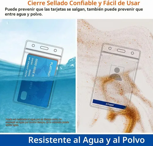 Vista 3 de Portatarjetas de identificación verticales, paquete de 10, funda de plástico transparente para tarjetas de trabajo, cubierta con soporte