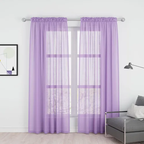 Vista 66 de UPOPO Paneles de Cortina Beige Pequeños Cortinas Transparentes de Gasa de 16 Pulgadas de Largo Cortinas de Cocina de Voile con Textura de Lino