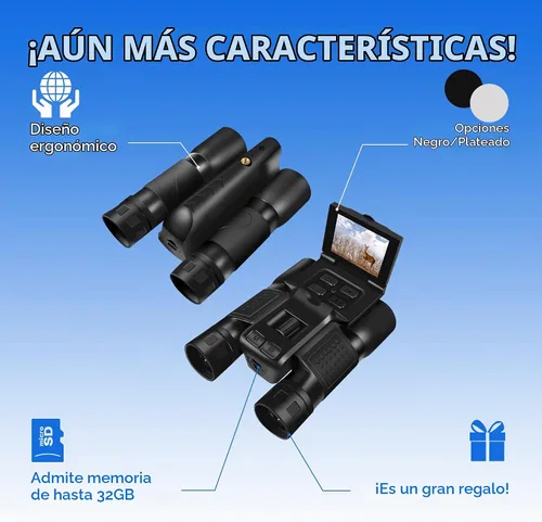 Vista 7 de Binoculares digitales con cámara y grabación de video, videocámara de 5MP de alta potencia de 12 x 32 para cámaras de observación de aves