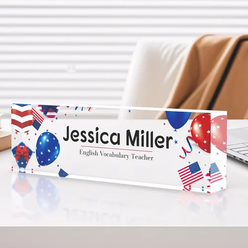 Vista 27 de Placa de identificación personalizada para escritorio, decoración de oficina de acrílico transparente con diseño de flores, decoraciones