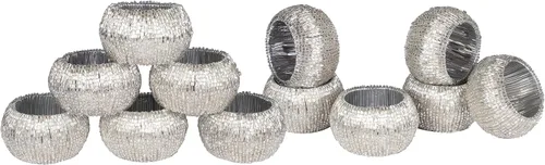 Vista 10 de Lightnpro - Juego de 6 servilleteros de plástico con cuentas de piedra de copo de nieve, hermosa y elegante decoración de mesa de invierno