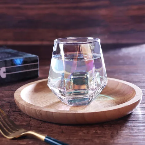 Vista 3 de Copa de vino sin tallo para vino tinto y blanco, cristalería iridiscente en forma de diamante para whisky, cóctel, regalo para aniversario, boda