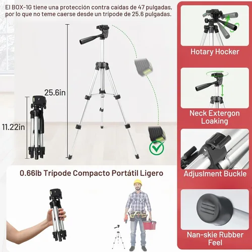 Vista 4 de Nivel láser con trípode, Huepar 150 pies Red autonivelante Lazer Niveles