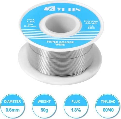 Vista 2 de YI LIN Alambre de soldadura de base de colofonia de plomo de estaño de soldadura 60/40 para soldadura eléctrica (0.024 in/1.76 oz)